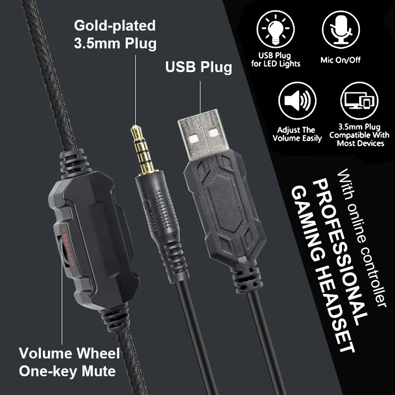 PC用マイク付きステレオrgbゲーミングヘッドセット,PS4,ps5用マイク付きイヤホン,ノイズキャンセル,コンピューター,7.1