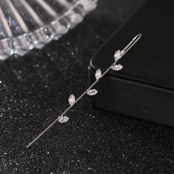 Emmaya Modern Style SImple Earring With Shiny Cubic Zircon Leaves Shape Ingenious Design Fashion Jewelry For Women Cute Gift