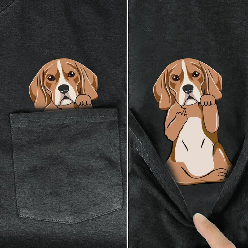 CLOOCL Cocker Spaniel T-Shirt Fashion Animals Pocket Printed T-shirt Men\'s for Women Shirts Harajuku Casual Tops Cotton Tees