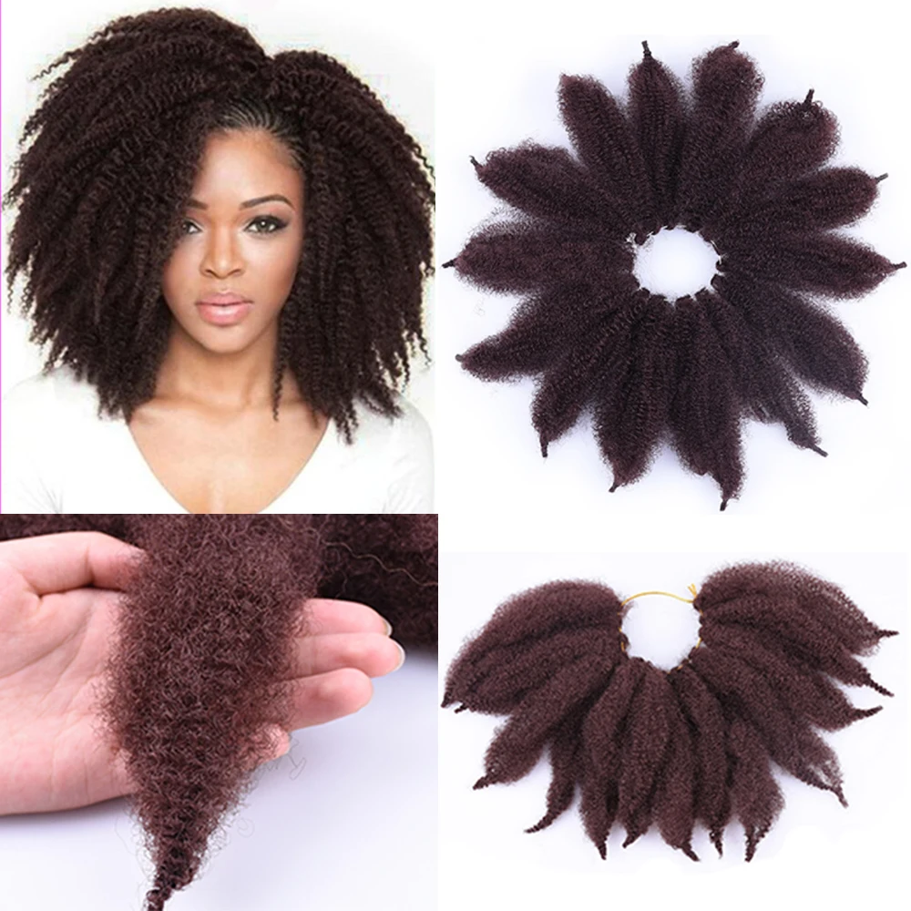 

8'' Crochet Marley Braid Hair Soft Afro kinky Twist Synthetic Braiding Hair Extensions High Temperature Fiber For Woman