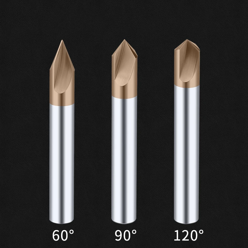 BEYOND HRC55 2 Flute Chamfering Cutter Dilapisi Carbide Tungsten Steel Chamfer End Mills 90 ° 60 ° 120 ° CNC Center 3-20Mm