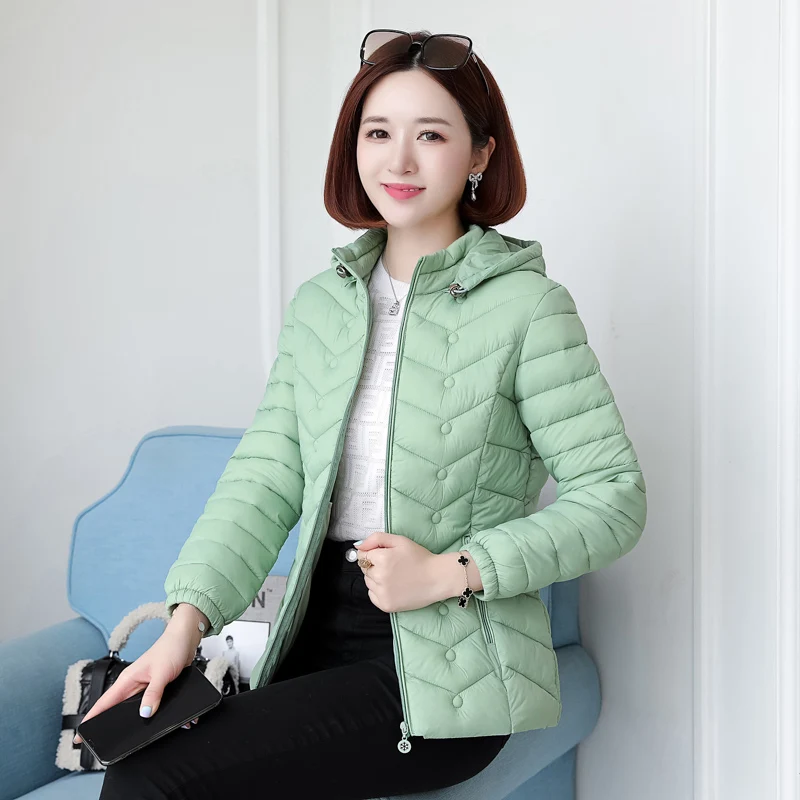 

Women Oversize 6XL Down Jacket Autumn Female Korean Down Jackets Slim Solid Long Sleeve Hooded clothing Parkas cotton Outerwear