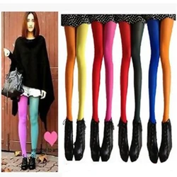 Women Patchwork Footed Tights Stretchy Pantyhose Stockings Elastic Two Color Silk Stockings Skinny Legs Collant Sexy Pantyhose