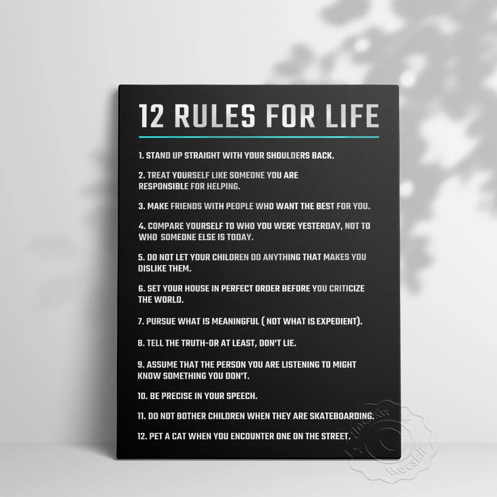 Modern Inspirational Words Wall Art, 12 Rules for Life Poster, Life Smile Art Prints, Kids Room Wall Picture, Home Decor Mural