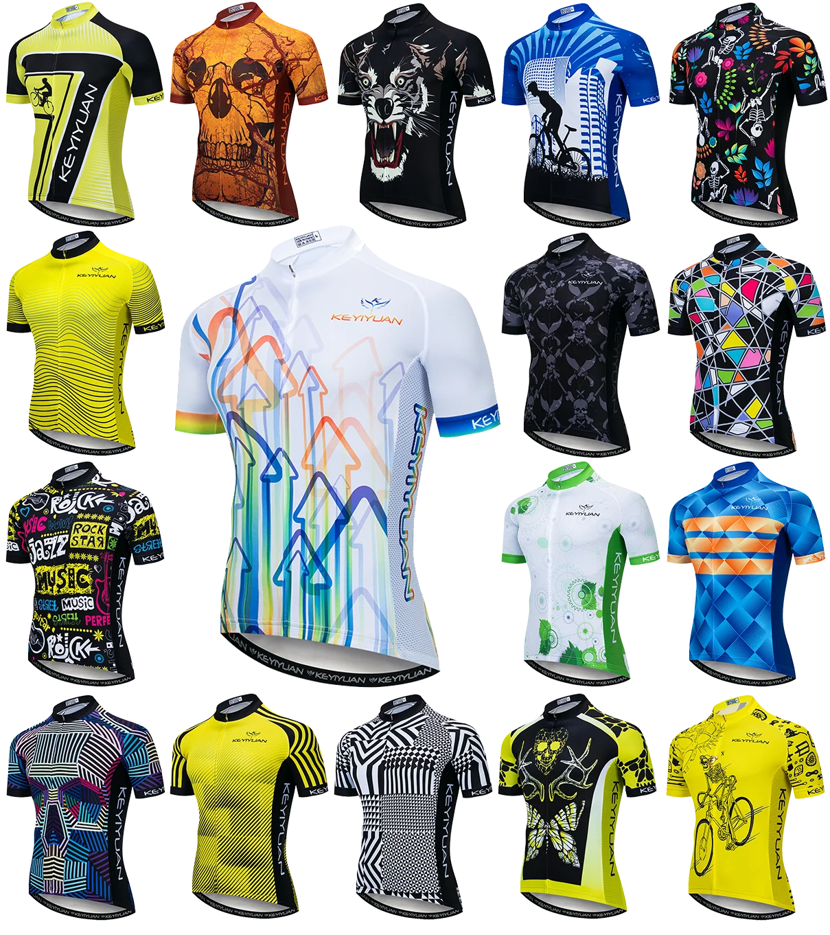 KEYIYUAN Funny Cycling Jersey Man Mountain Bike Clothing Quick Dry Racing MTB Bicycle Clothes Top Blusa Ciclismo Masculina