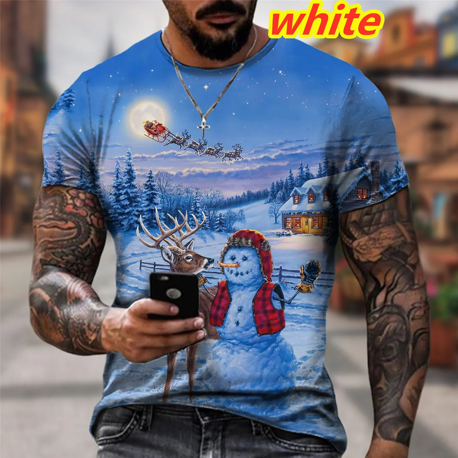 Fashion 3d T Shirt Snowman Santa Claus 3D Printing Tee Shirts Christmas Short Sleeve Funny Tees