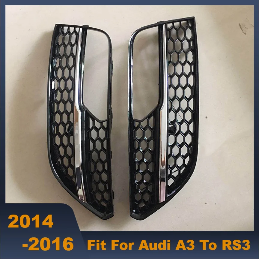 Car Styling ABS Fog Light Grill Mask Mesh Covers For Audi A3 to RS3 2014 2015 2016