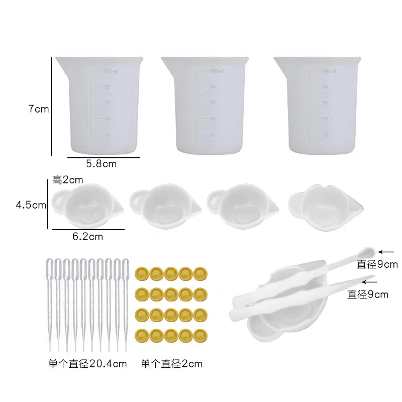 40Pcs/Bag Silicone Crafts Making Tools Set for Measuring Cup Dropper Finger Cots