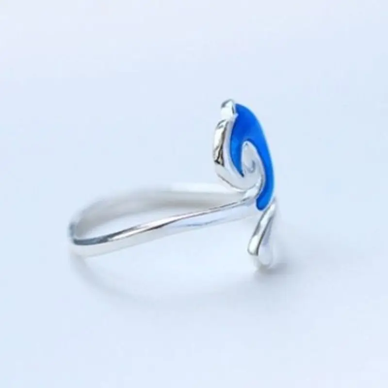 S925 Sterling Silver Jewelry Auspicious Cloud Modeling Epoxy Technology Cold Wind Retro Female Model Blue Open Adjustable Ring