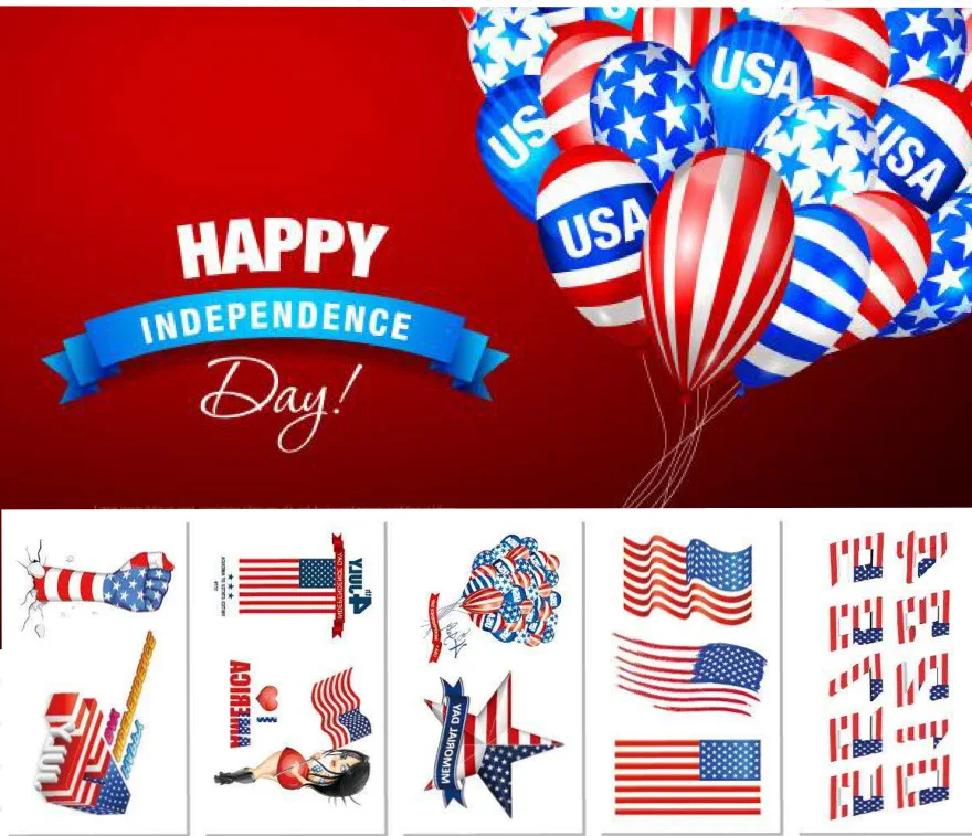 

Independence Day Waterproof Face Tattoo Sticker National Masquerade Face Sticker Body Tattoo Decals US Flag Face Tattoos 1000pcs