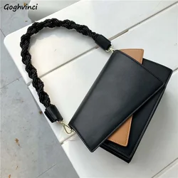 Panelled Irregular Shoulder Bags Women Vintage Envelope Cross-body Bag Stylish PU Underarm Designs Handbags Students Top-handle