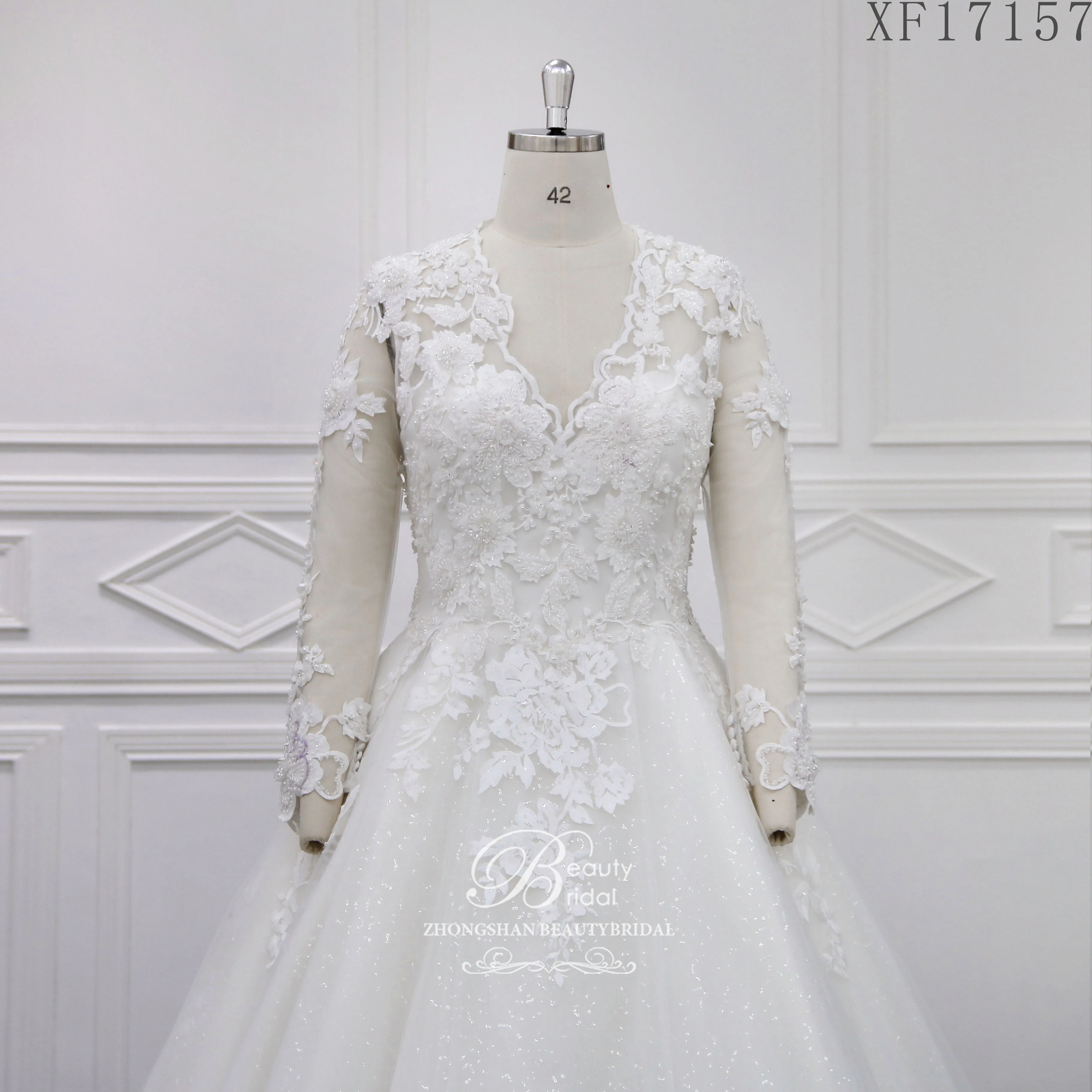 Beatuy bridal XF 17157 الدانتيل زين فستان الزفاف 2021a خط المحكمة أنيقة وأعلى تول الموضة