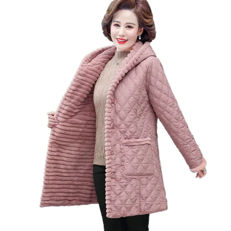 

Women's All-in-One Hooded Fleece Jacket, Warm Padded Cotton Jackets, Hooded Parka, Windproof Overcoat, Autumn, Winter, New