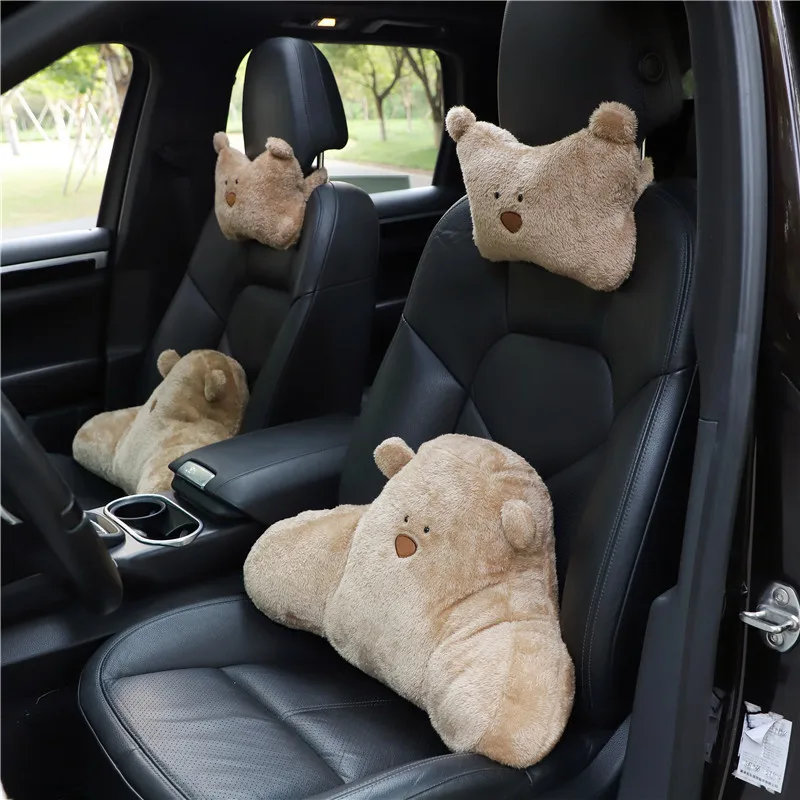 

Car Headrest Cartoon Cute Plush Neck Pillow Goddess Seat, Backrest and Lumbar Set In-car Pillow Car Interior Decoration Gift