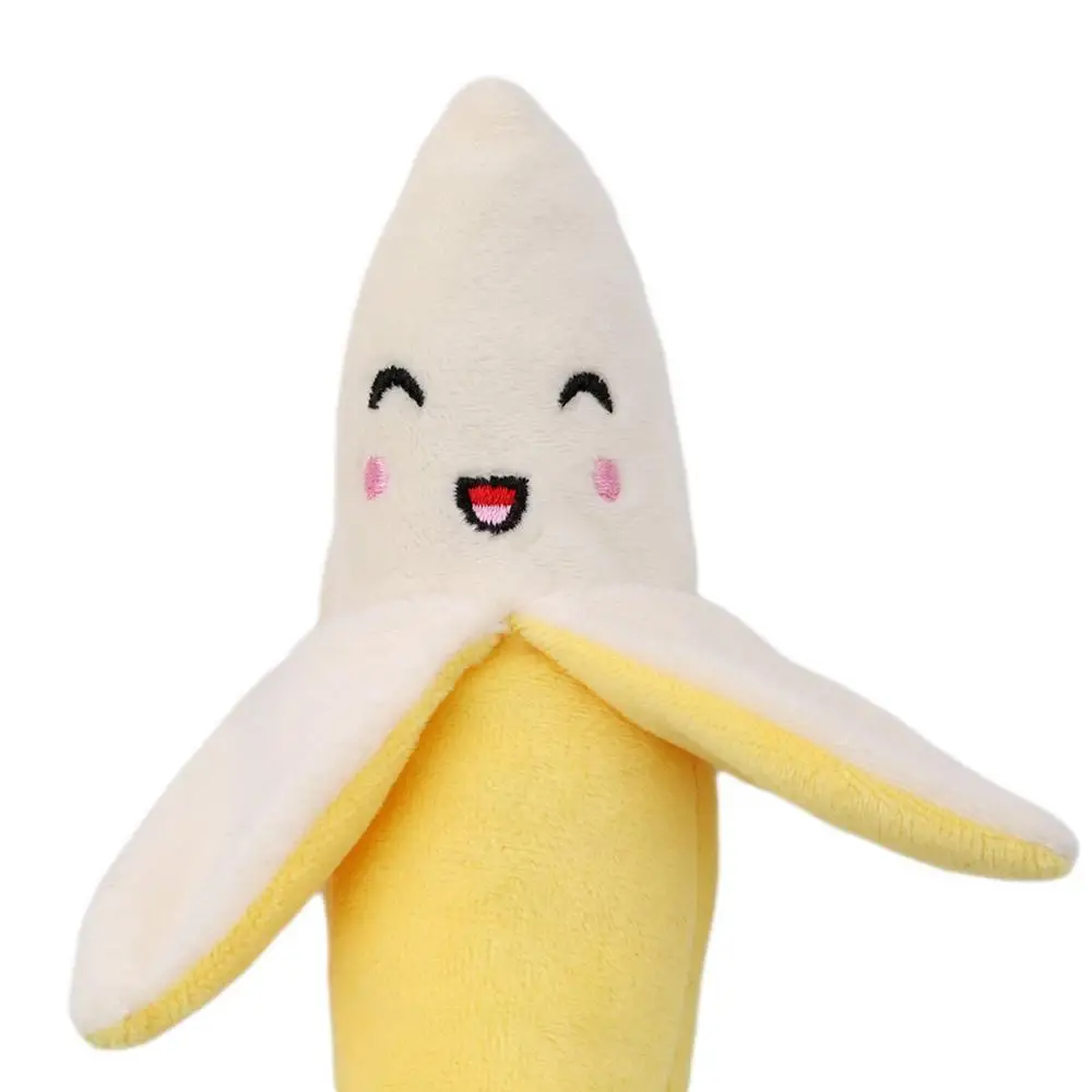 Pet Supply 1pc Plush Banana Shape Dog Squeak Sound Toys Fruit Interactive Cat Dog Toy