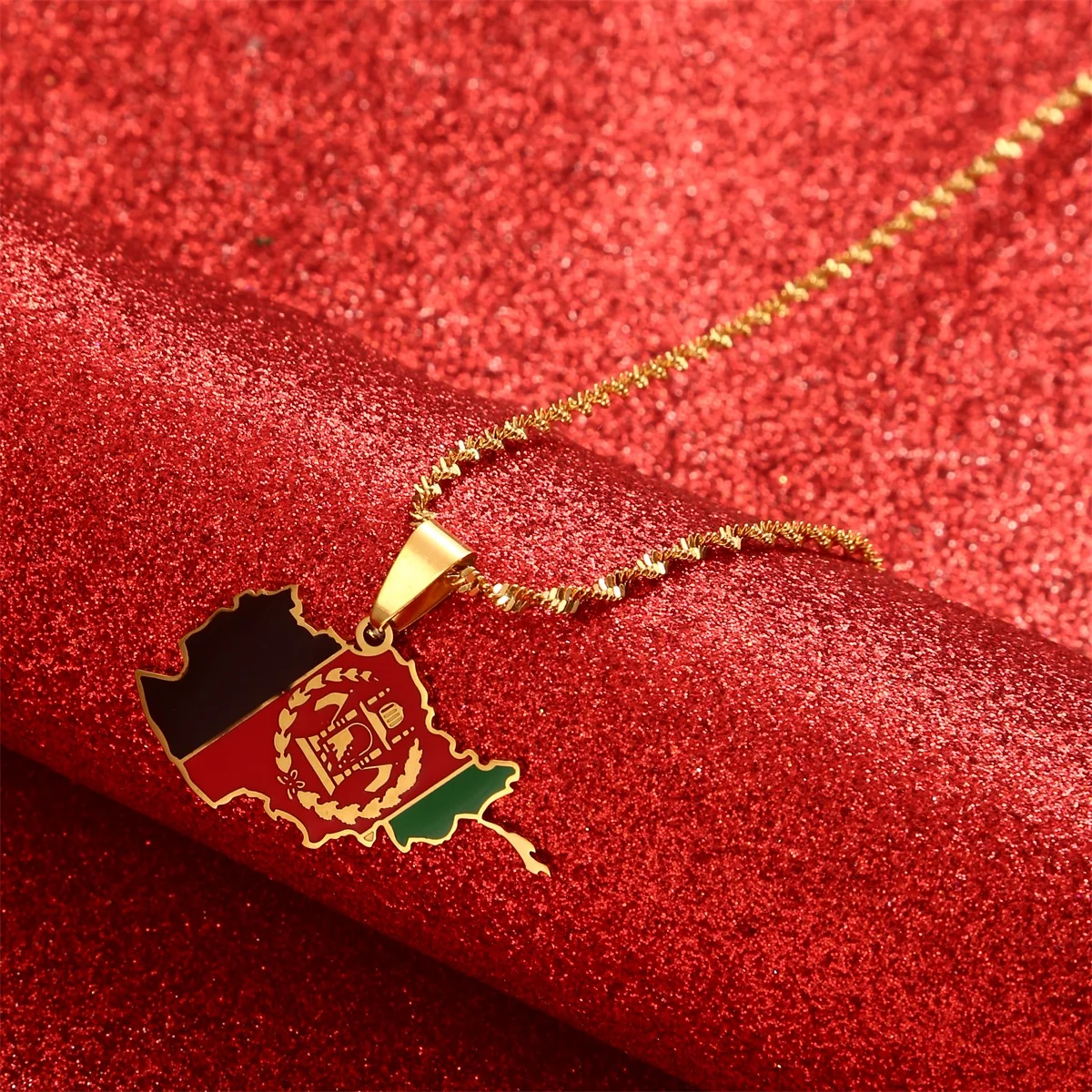 New Afghanistan Map Flag Pendant Chains Necklaces Afghan Jewelry for Women Men Girls