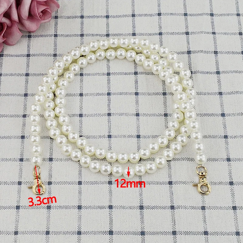DIY 30cm-160cm Faux Pearl Bag Strap Replacement Shoulder Crossbody Purse Chain Strap Handle 12mm Beaded Pearl Chain