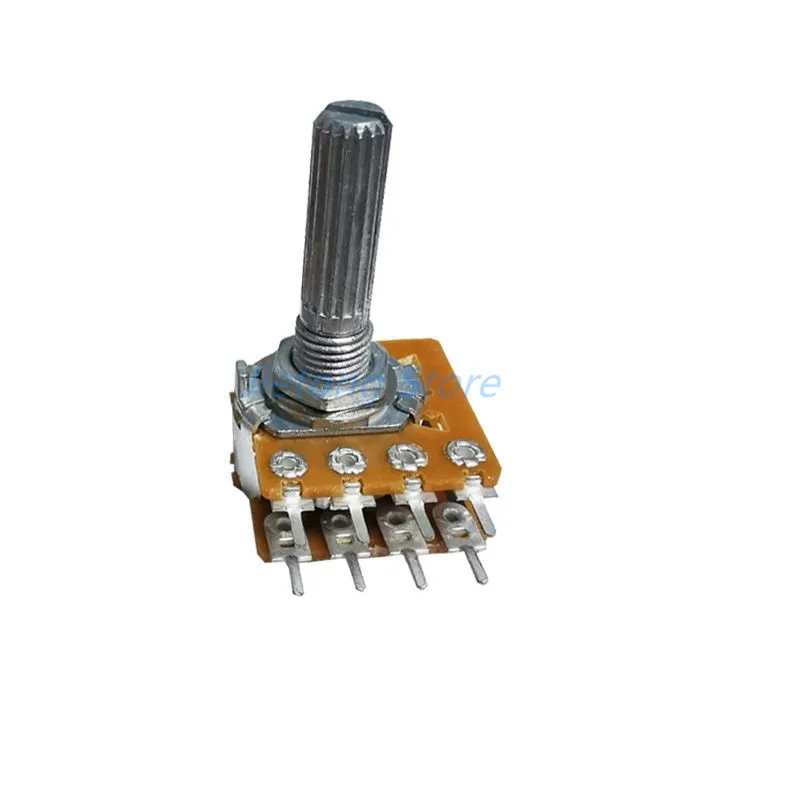 1PC WH148 Audio Volume Potentiometer Switch Dual 8pins With Center Tap B50K B100K 25mm Plum Shaft