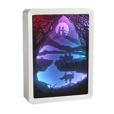 Holiday gift creative photo frame lamp couple girl gift Tanabata bedside night light 3d light and shadow paper carving lamp deco