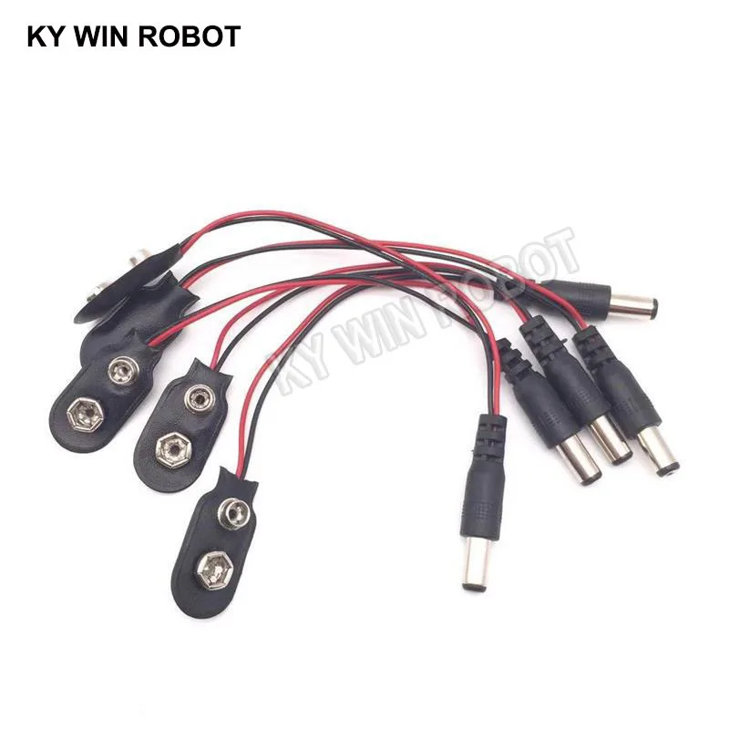 5 Chiếc Thử Nghiệm Pin 9V Tích Tắc Cáp Nguồn Vào DC 9V Kẹp Dây Chuyền Nam Adapter Cho Arduino bài UNO R3 DIY Kết Nối Jack Cắm