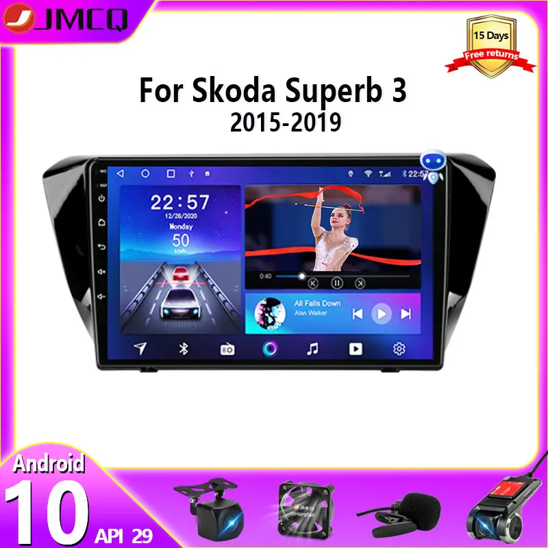 

JMCQ Android 10.0 Car Radio For Skoda Superb 3 2015-2019 Multimedia Player GPS Navigaion 2 Din DSP RDS Split Screen With Frame