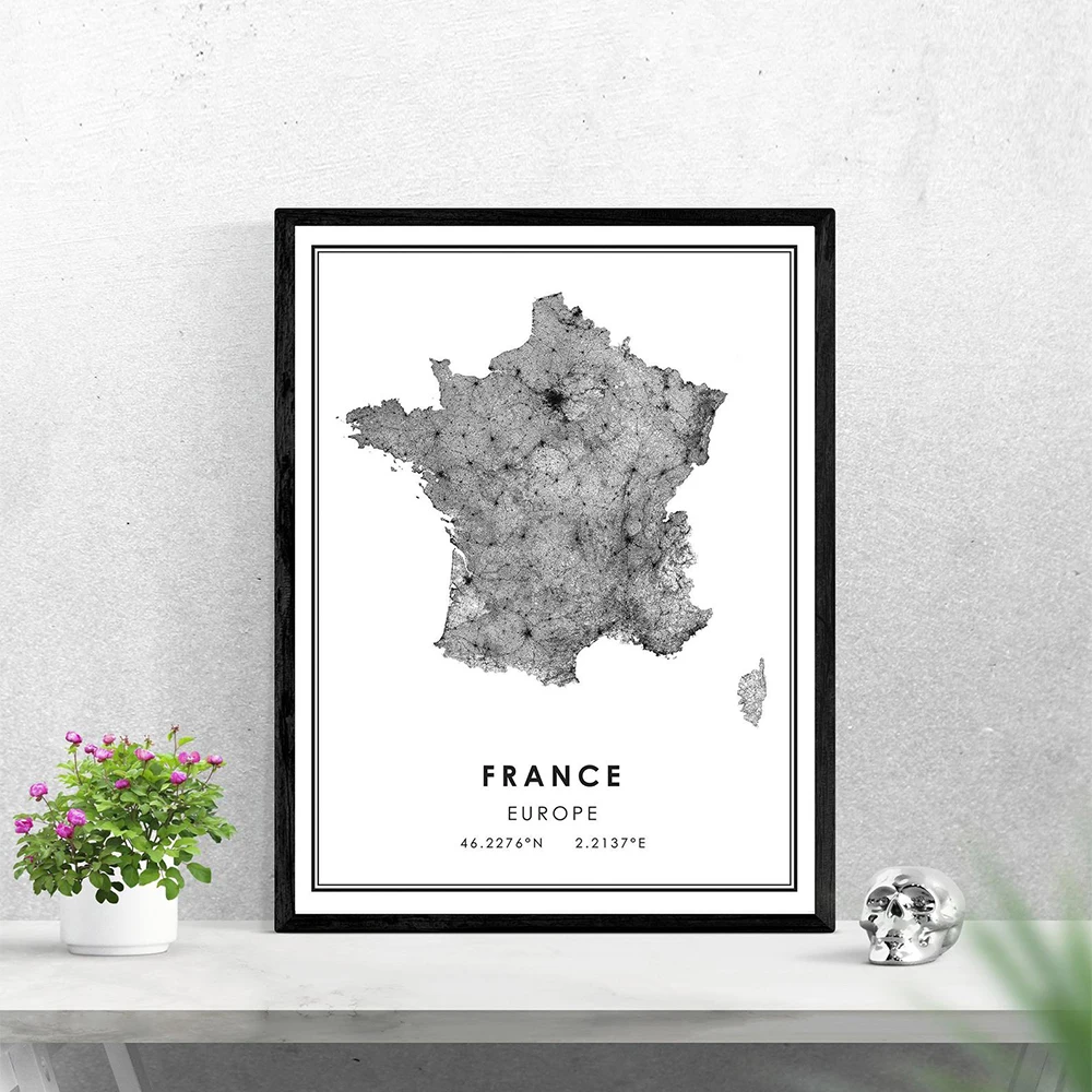 

Poster and Prints France Europe Country City Map Picture Modern Canvas Painting Abstract Wall Art For Living Room Home Decor