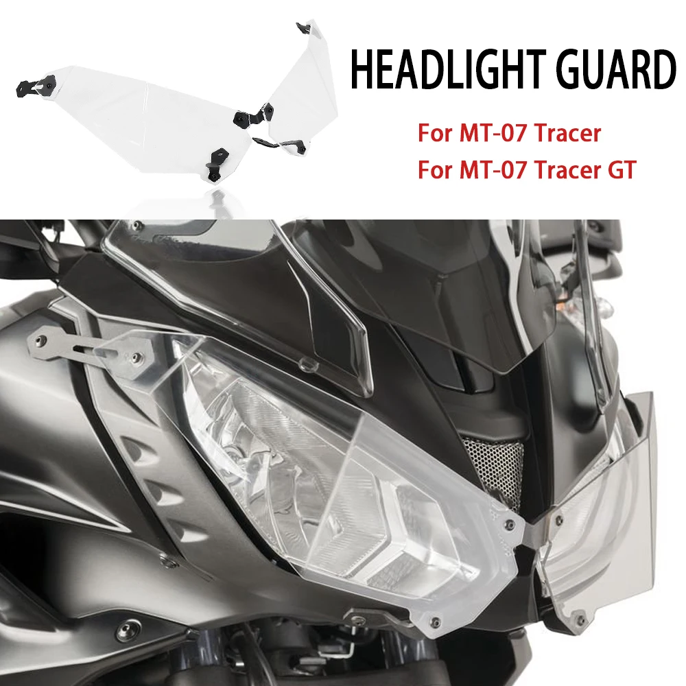 

Motorcycle MT07 Tracer 2016-2019 Headlight Guard Lens Cover Protection Acrylic Clear For Yamaha MT 07 MT-07 Tracer GT 2019-2021