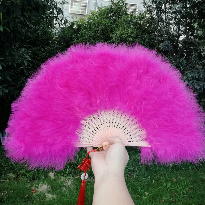 Hand Fan Colorful Fluff Feather Fan Abanicos Para Boda Wedding Folding Dance Fans Party Catwalk Props Abanico Eventail Mariage