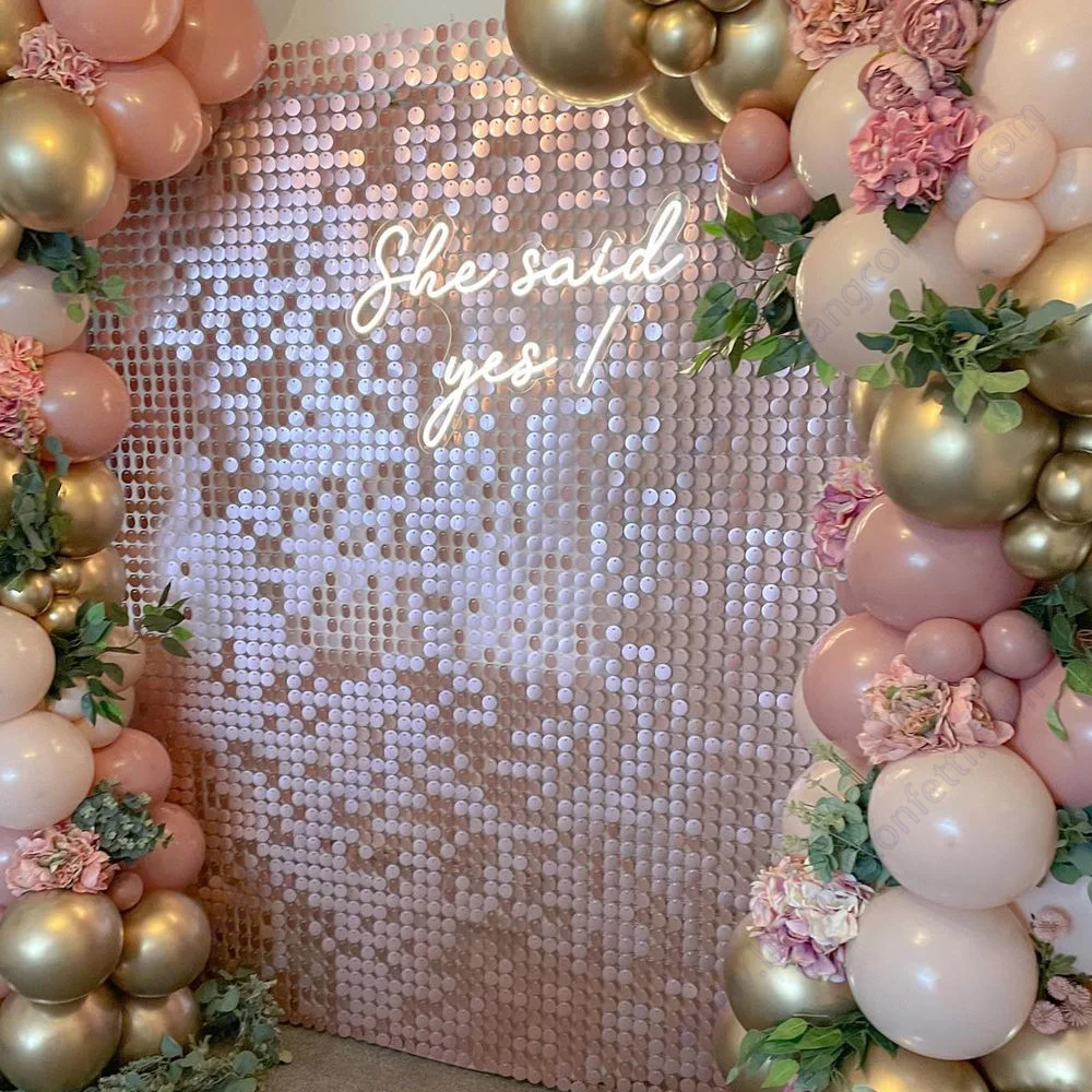 

Rose Pink Shimmer Wall Display Birthday Wedding Baby Shower Party Bachelorette Backdrop Glitter Gold Decoration Anniversary Deco