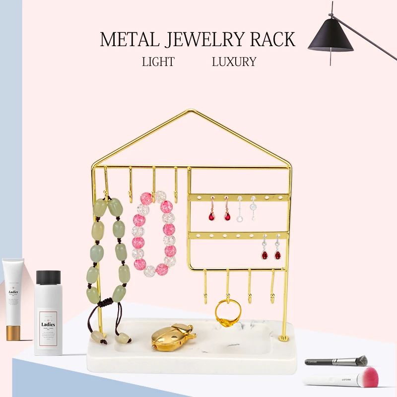 

New metal jewelry display stand/vertical creative iron storage ornaments/home necklace earrings desktop storage rack wholesale