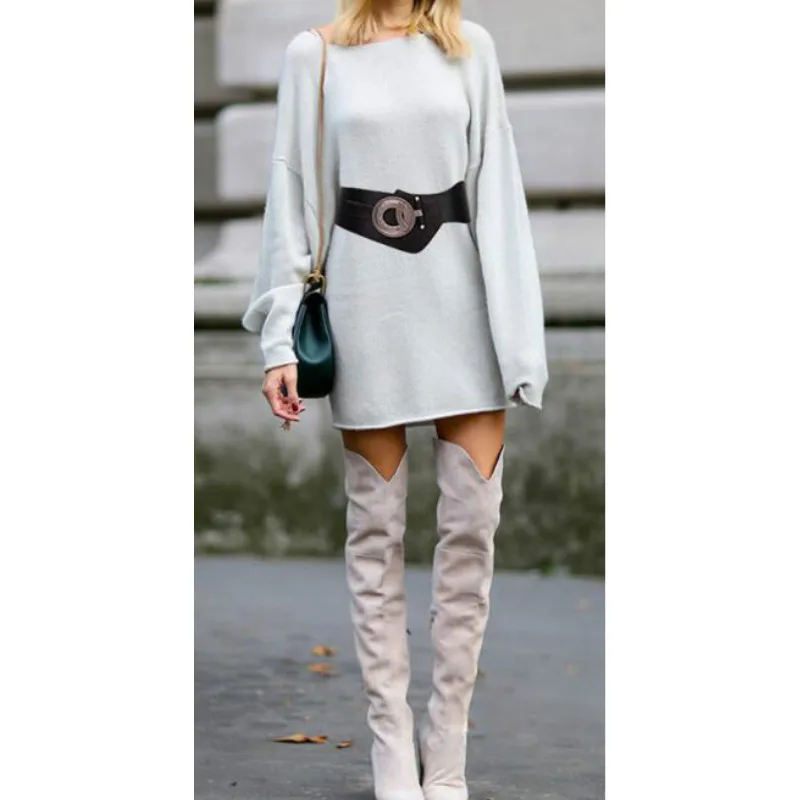 J101 Lady Dress Belt Girls High Elastic Wide Belt Women\'s Retro Decorative Down Jacket Belts Leather Waist Cover Waistband