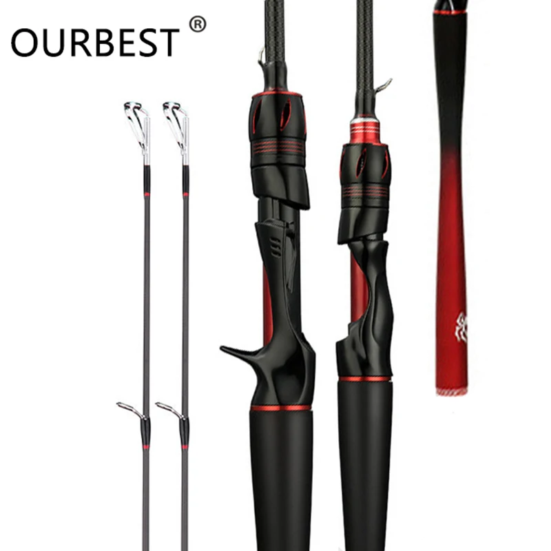 OURBEST Lure Casting Spinning Fishing Rod 1.68/1.8/2.1/2.4/2.7m 30T Carbon 2 Sections Bait 4-25g M/ML Baitcasting Surf Fast POLE