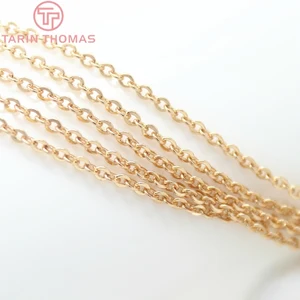 (4295) 2 Meter breit: 1,5 mm 2 mm 24 Karat Champagner Gold Farbe aus flachen ovalen Bronzekragen Hochwertige Kettenzubehör -Juwelier 10 Hauptverkaufsgoldkette 24K - №2