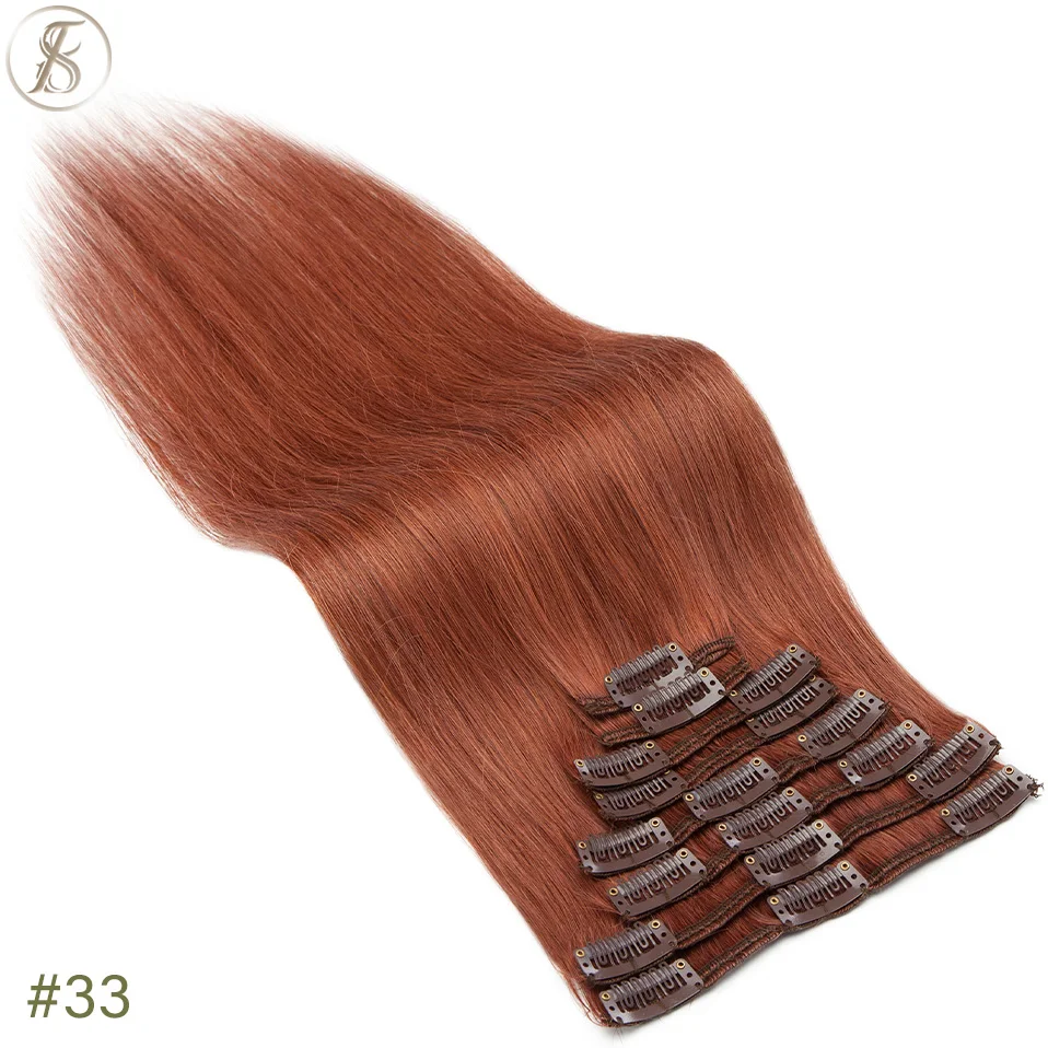 TESS 50-80g Natürliche Haar Extensions Clip In Menschliches Haar Extensions Gerade 8 teile/satz Vollen Kopf Dünne Highlight haar Clip Haarteil – Detail 16