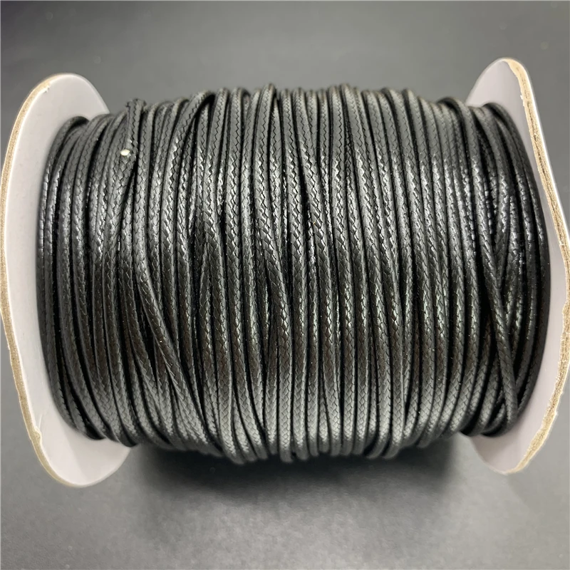 0.5mm 0.8mm 1mm 1.5mm 2mm Black Waxed Cotton Cord Rope Waxed Thread Cord String Strap Necklace Rope For Jewelry Making