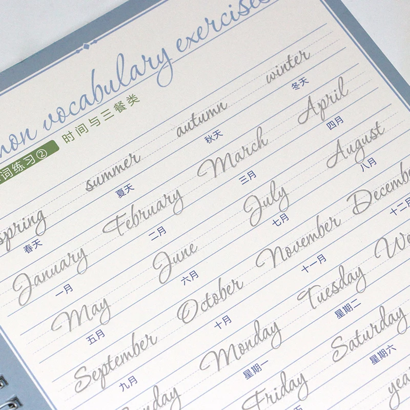 2Pcs English Reusable Groove Calligraphy Boot Method Alphabet litery, słowa Practice Copybook with Set for Beginners