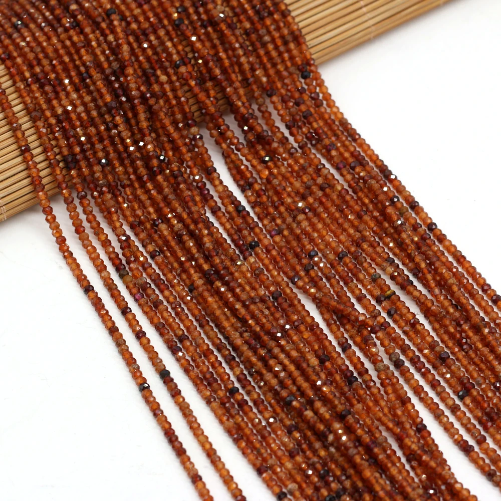 3x2mm Genuine Natural Orange Spessartine Beads Small Faceted Stone Loose Beads for Jewelry Making DIY Bracelet Necklace 14\'\'