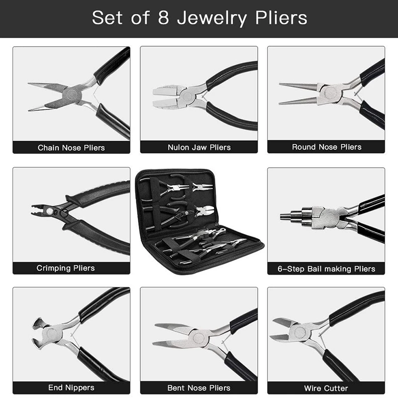 Jewelry Pliers, 8Pcs Jewelry Making Pliers Tools Mini Jewelry Pliers Set Jewelry Making Kit for Jewelry Making Supplies