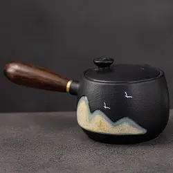 LUWU Black Crockery Ceramic Teapots Handpainted Mountain Japanese Tea Pot 320ml