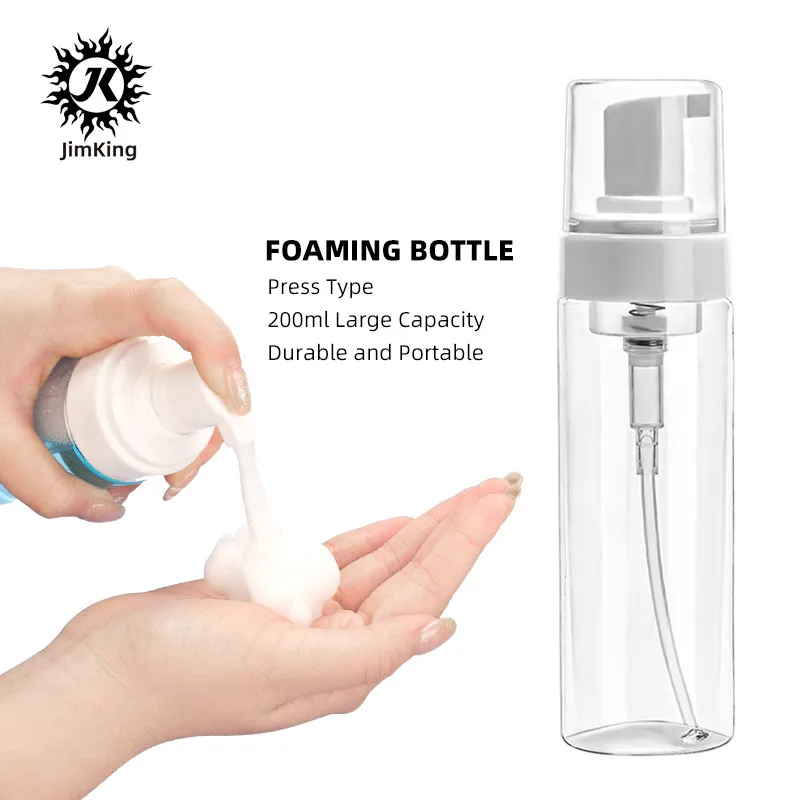 JimKing 1pc 200ml Tattoo Cyanophyta Green Algae Foaming Bottle Transparent Plastic Dispenser  Washing Press Bottle Tattoo Supply