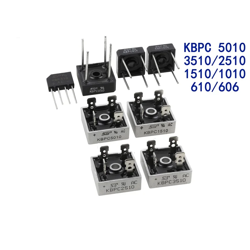 5PCS/LOT KBPC110 KBPC606 KBPC608 KBPC610 KBPC1010 KBPC1510 KBPC2510 KBPC3510 KBPC5010 6A-50A 600V-1000V bridge rectifiers