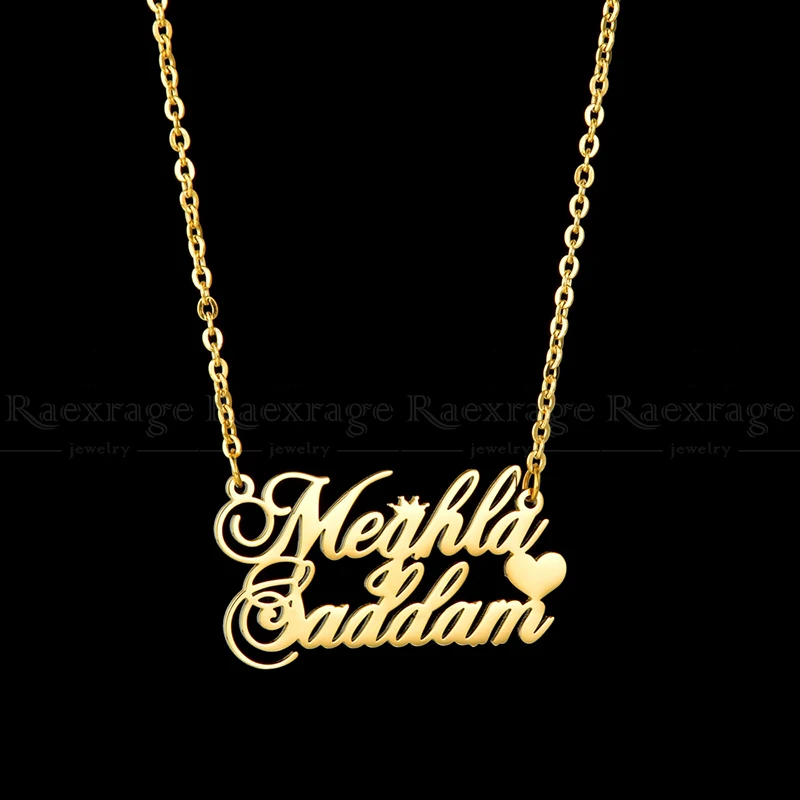 Raestrage-collares personalizados de acero inoxidable para mujer, con placa de nombre de corazón múltiple, 1-3 nombres