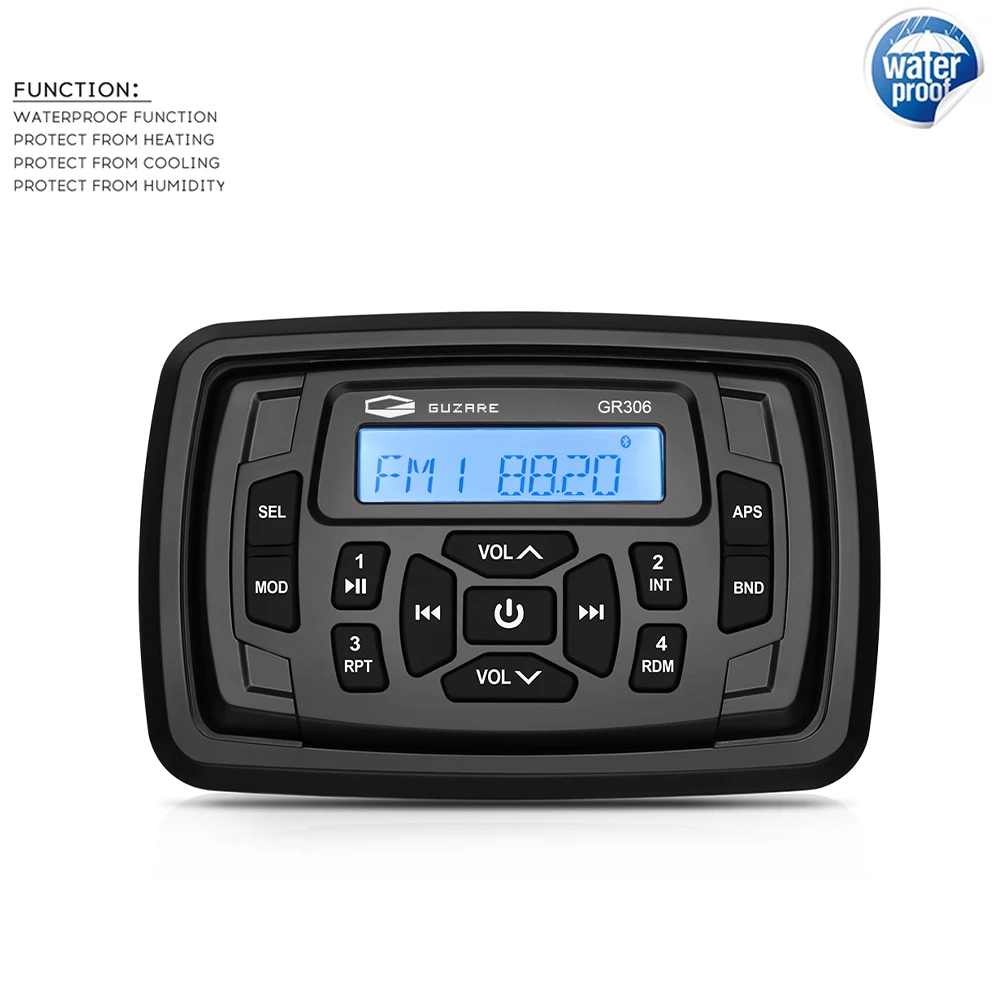 Waterproof Marine Radio Boat Stereo Bluetooth Sound System Digital Audio Media FM AM  Car MP3 Player For ATV RV Yacht Motorcycle