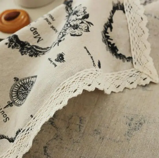Map Tablecloth European style Linen Cotton Functional Table Cloth for Home Hotel Picnic Party Tablecloths Rectangular