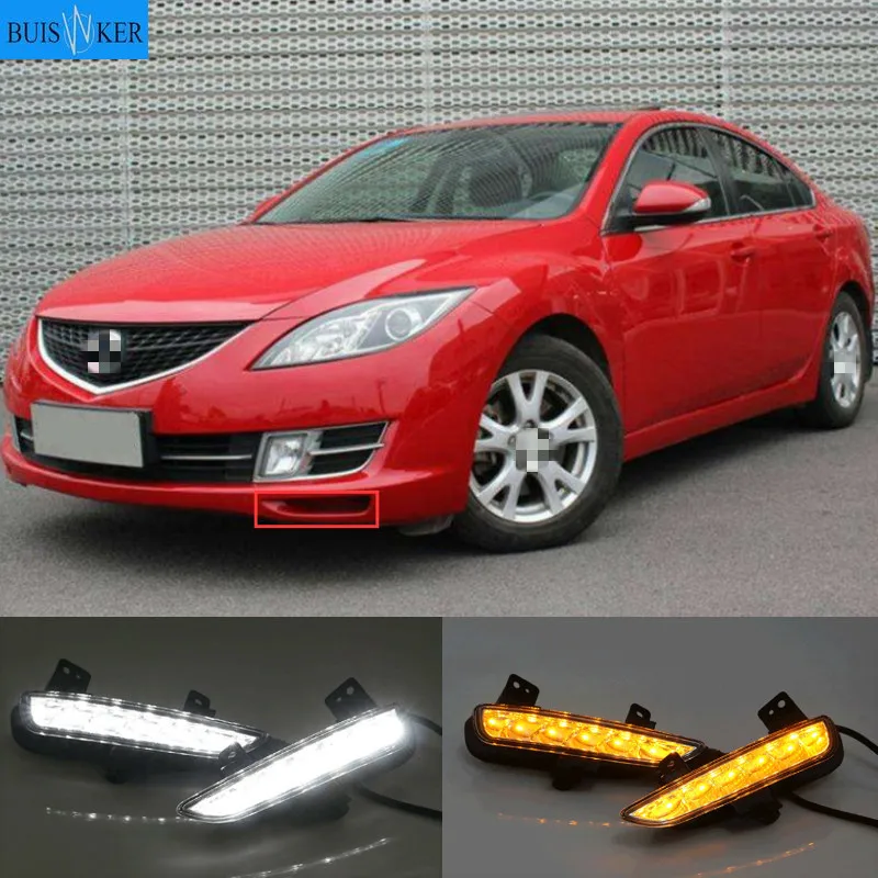 

2pcs For Mazda 6 Mazda6 GH Ruiyi 2009 2010 2011 2012 Front bumper LED Fog Light Daytime Running Light DRL Lamp