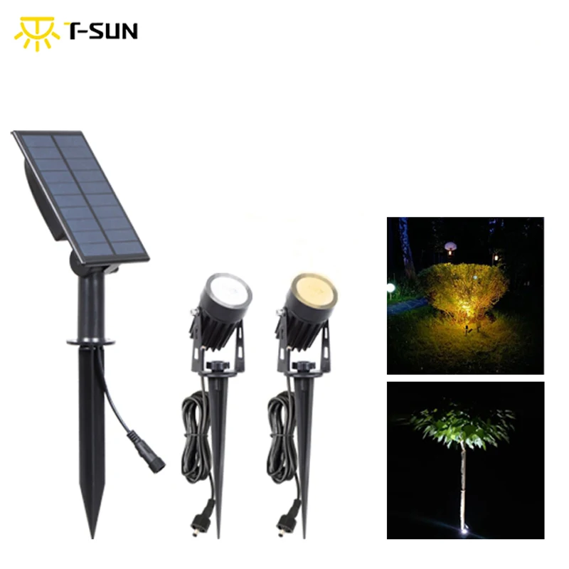 T-SUN-Refletores solares LED à prova d\'água, luz solar ao ar livre, luzes de parede, decoração de jardim, lâmpadas, 6000K, 3000K, IP65