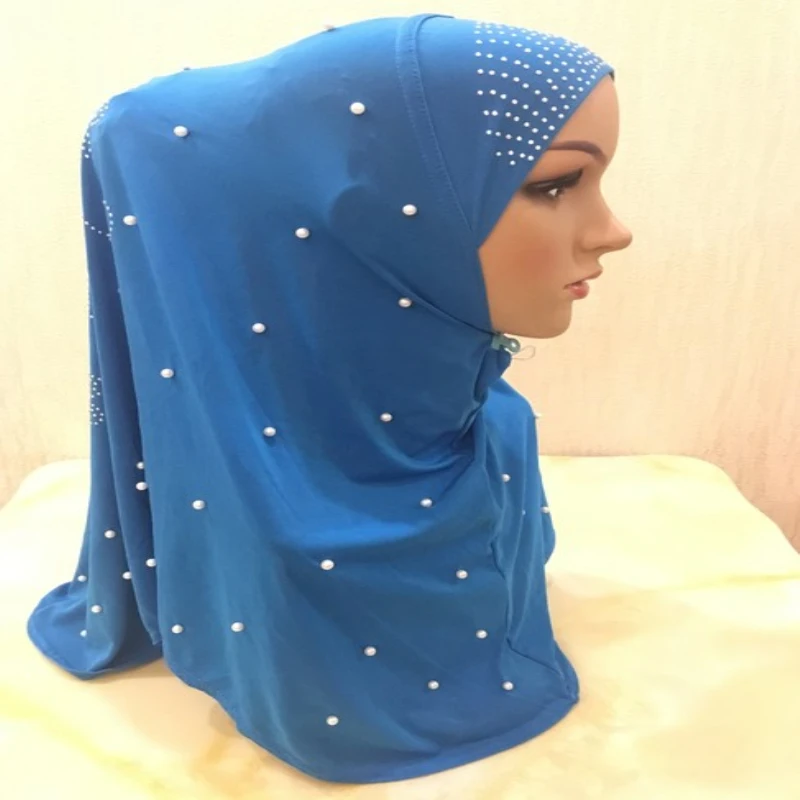 H016 beautiful adult muslim hijab with handmade beads islamic scarf shawl headscarf hat armia pull on wrap