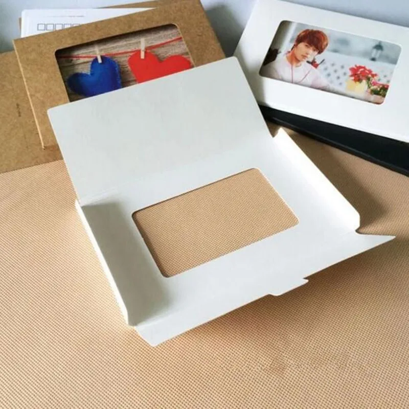 50PCS/lot Vintage Hollow Design Black / White / Brown Kraft Paper Envelope Postcard Boxes Greeting Photo Post Card Package Bag