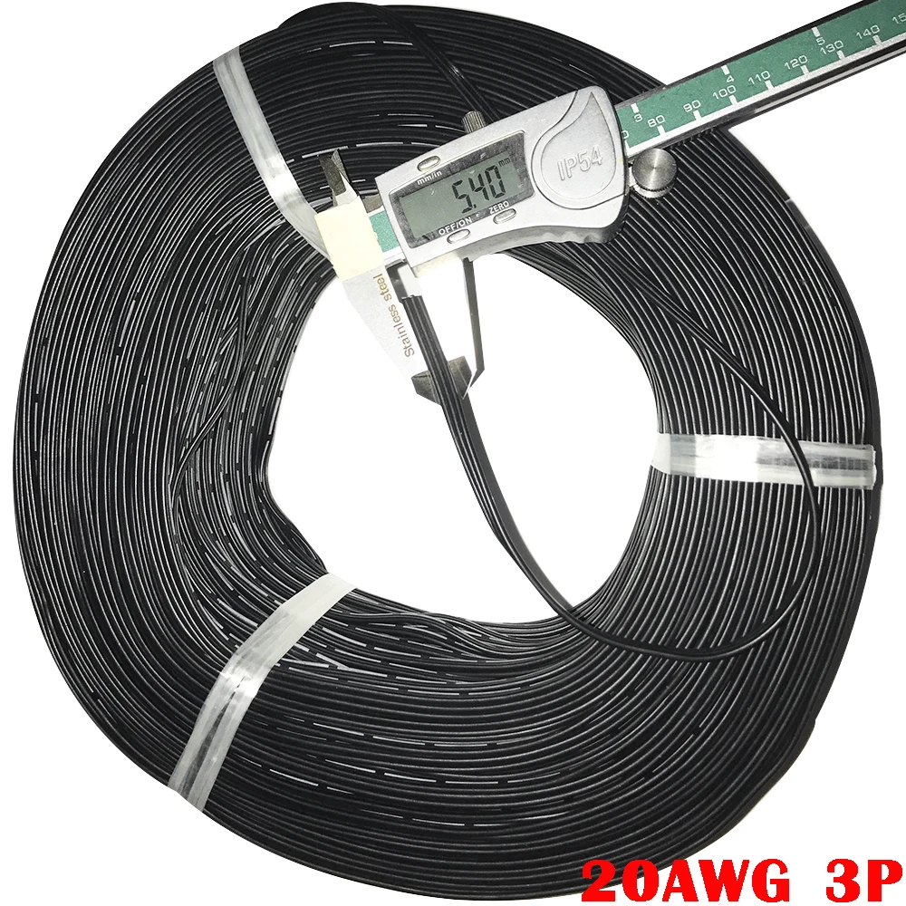 3P 3core Flexible Silicone Line 20AWG 26AWG 28AWG 30AWG Parallel Cable Black White Tinned Copper Wire 5M/20M Test Wire