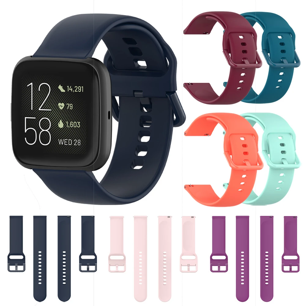 สายรัดข้อมือซิลิโคนนิ่มสำหรับ Fitbit Versa 2สายข้อมือสำรองสำหรับเล่นกีฬาสายนาฬิกาข้อมืออุปกรณ์เสริมสำหรับ Fitbit Versa / Versa Lite